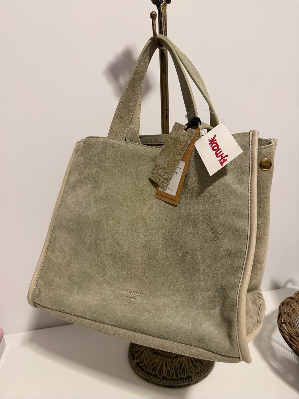 Margot Suede Jamie Double Handle Tote NWT